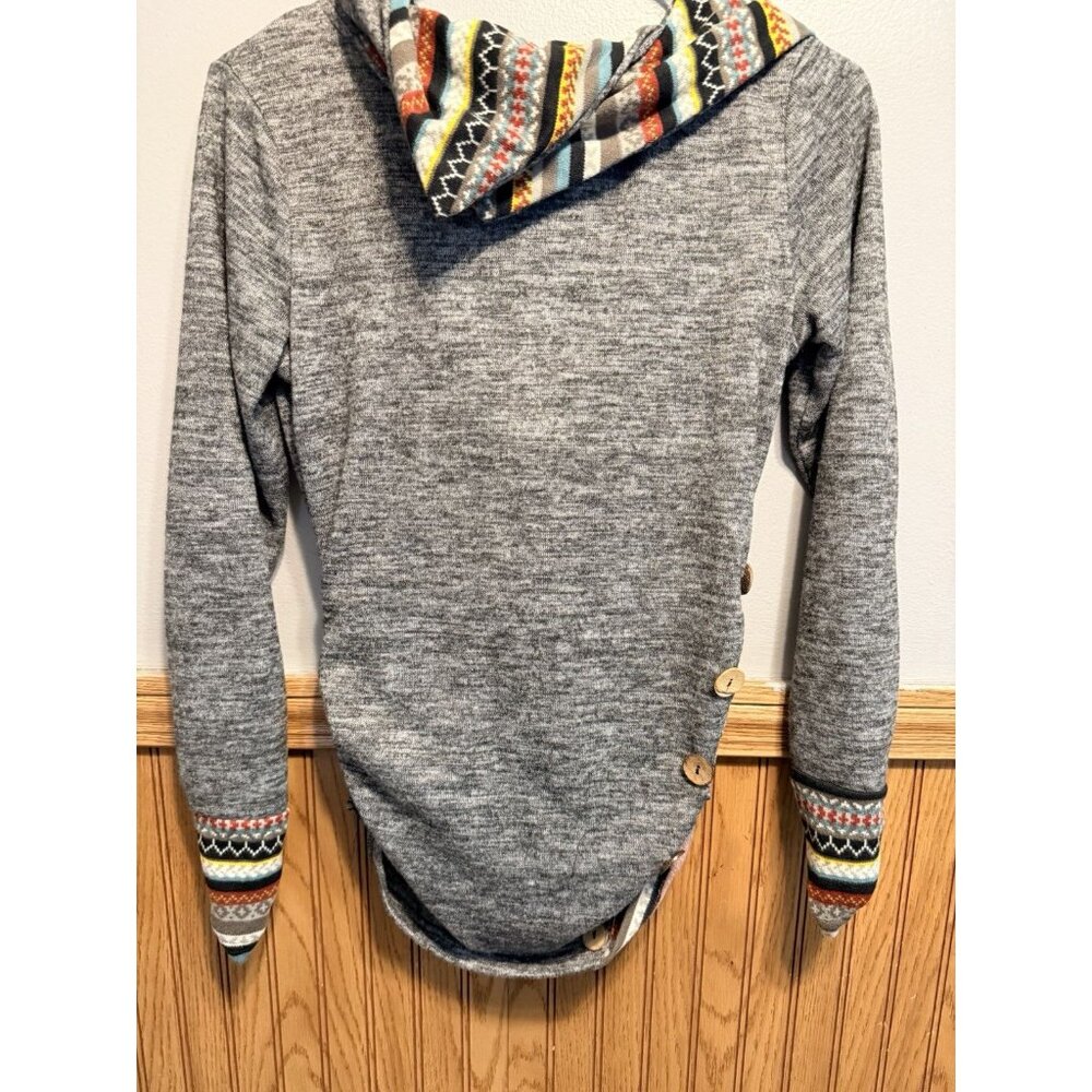 Dressfo Women's Hoodie Cinch Sides Gray Size Medium Long Sleeve